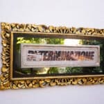 “Determinazione” acrilico e foglia oro su alluminio e specchio 119 x 59 x 6 cm Agosto 2022 (Galleria Misia)